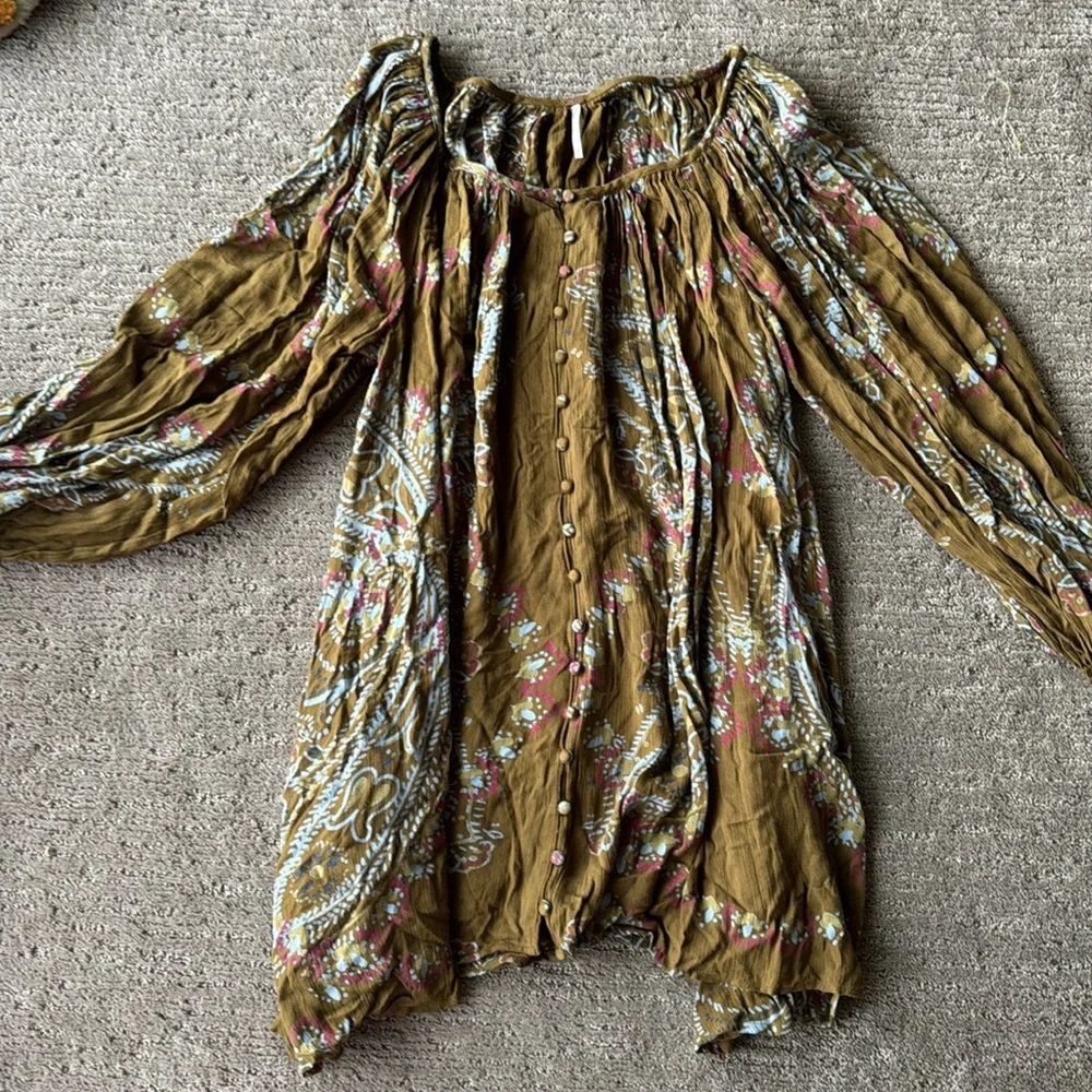 Free People Olive Peasant Babydoll Dress_2